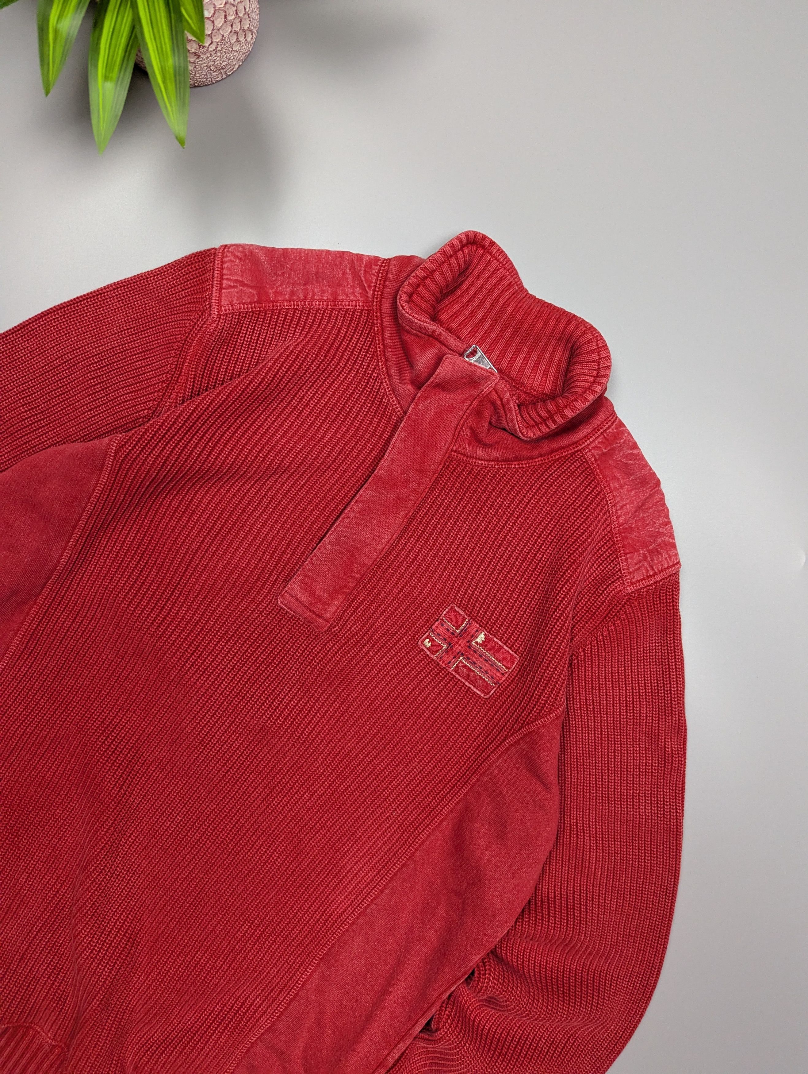 Napapijri NAPAPIJRI Men’s Distressed 1/4 Zip Knitted Sweater Size US M / EU 48-50 / 2 - 3 Thumbnail
