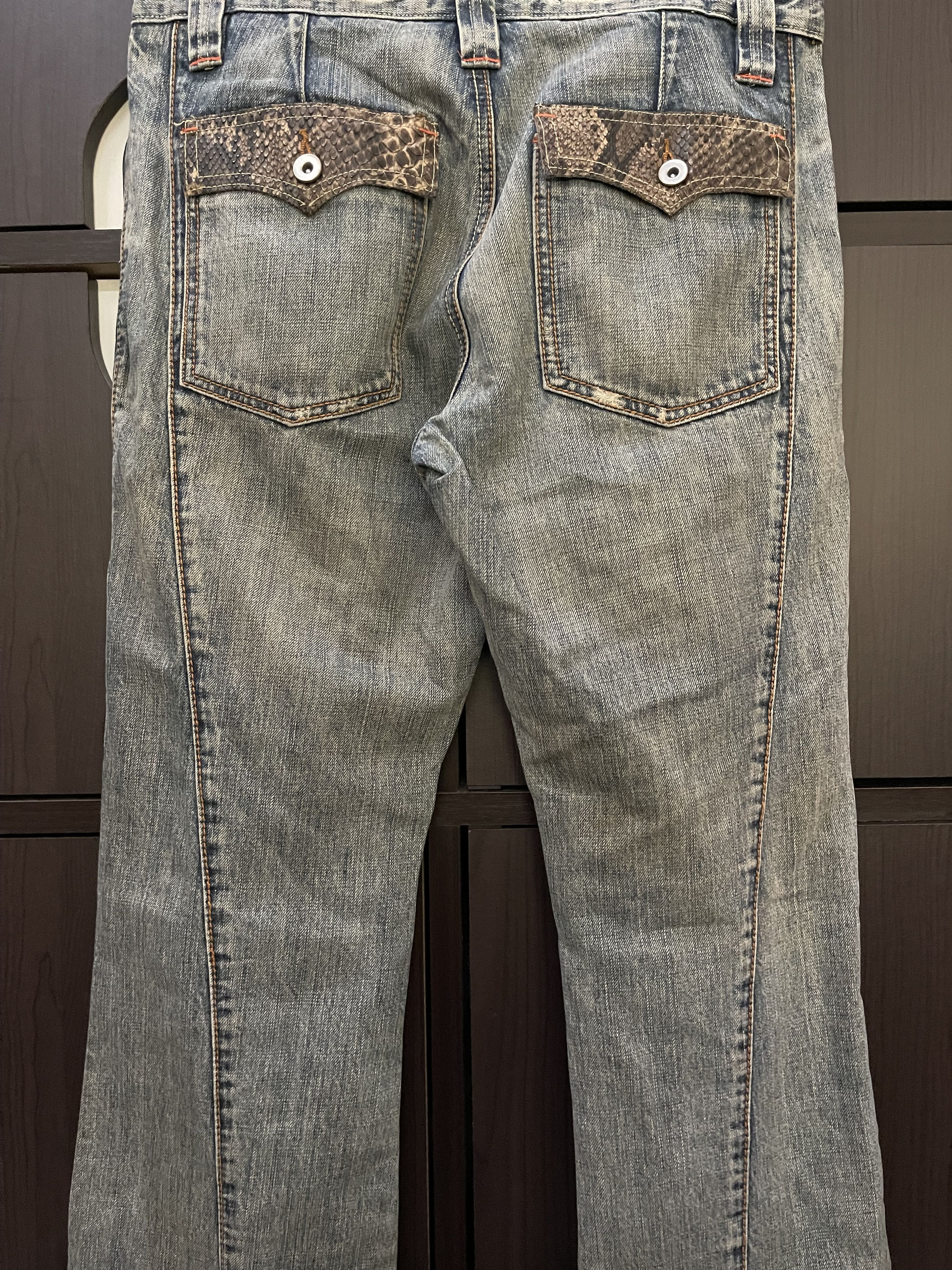 Hysteric Glamour × If Six Was Nine × Le Grande Bleu (L.G.B.) Takaiq.com Phyton Snake Skin Distressed Flared Jeans Size US 32 / EU 48 - 19 Thumbnail