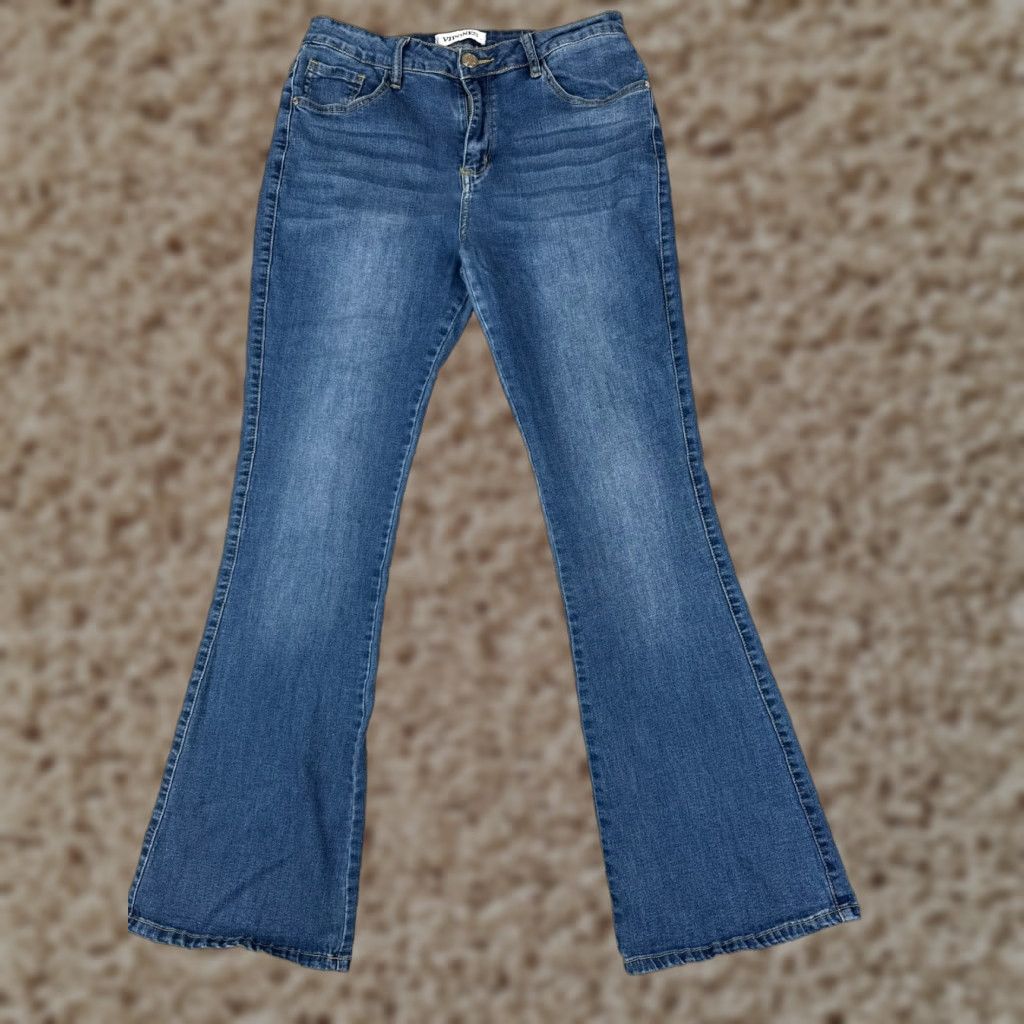 Shein Vintage SheIn Womens Jeans Flared Cotton Blend Mid Rise 28x31 Blue Denim 2010s Girls Size 32" / US 10 / IT 46 - 1 Thumbnail