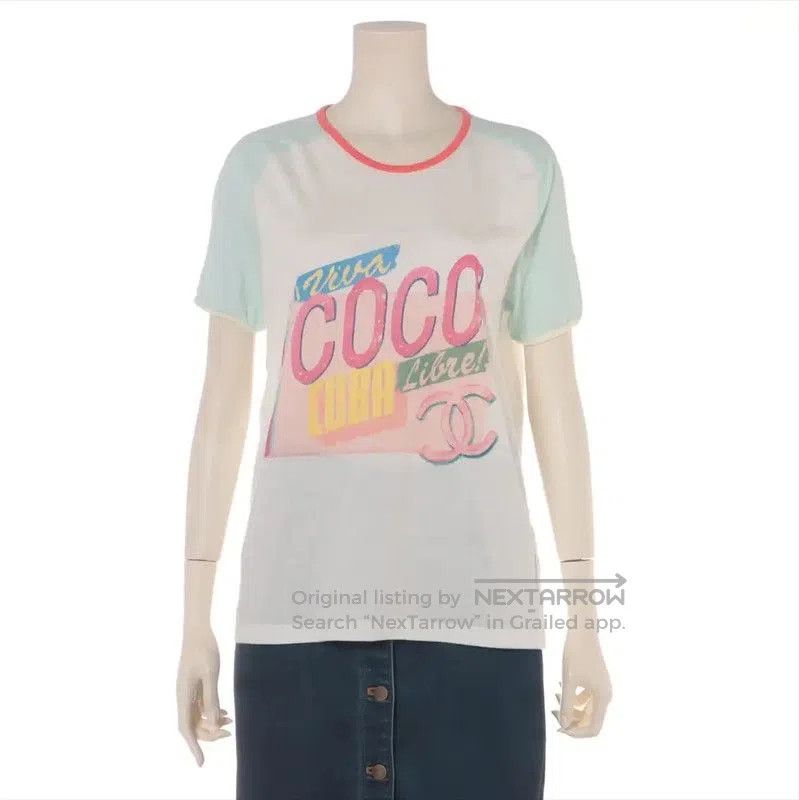 Chanel Chanel Cotton Mix White Graphic T-Shirt . Size M / US 6-8 / IT 42-44 - 1 Thumbnail