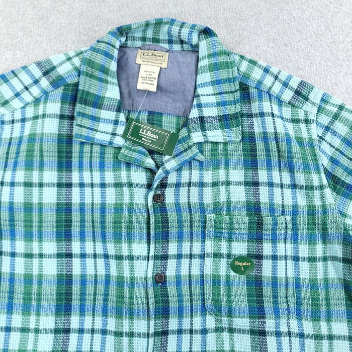 Men's Rugged Waffle Shirt, Plaid, Traditional Untucked Fit, Short