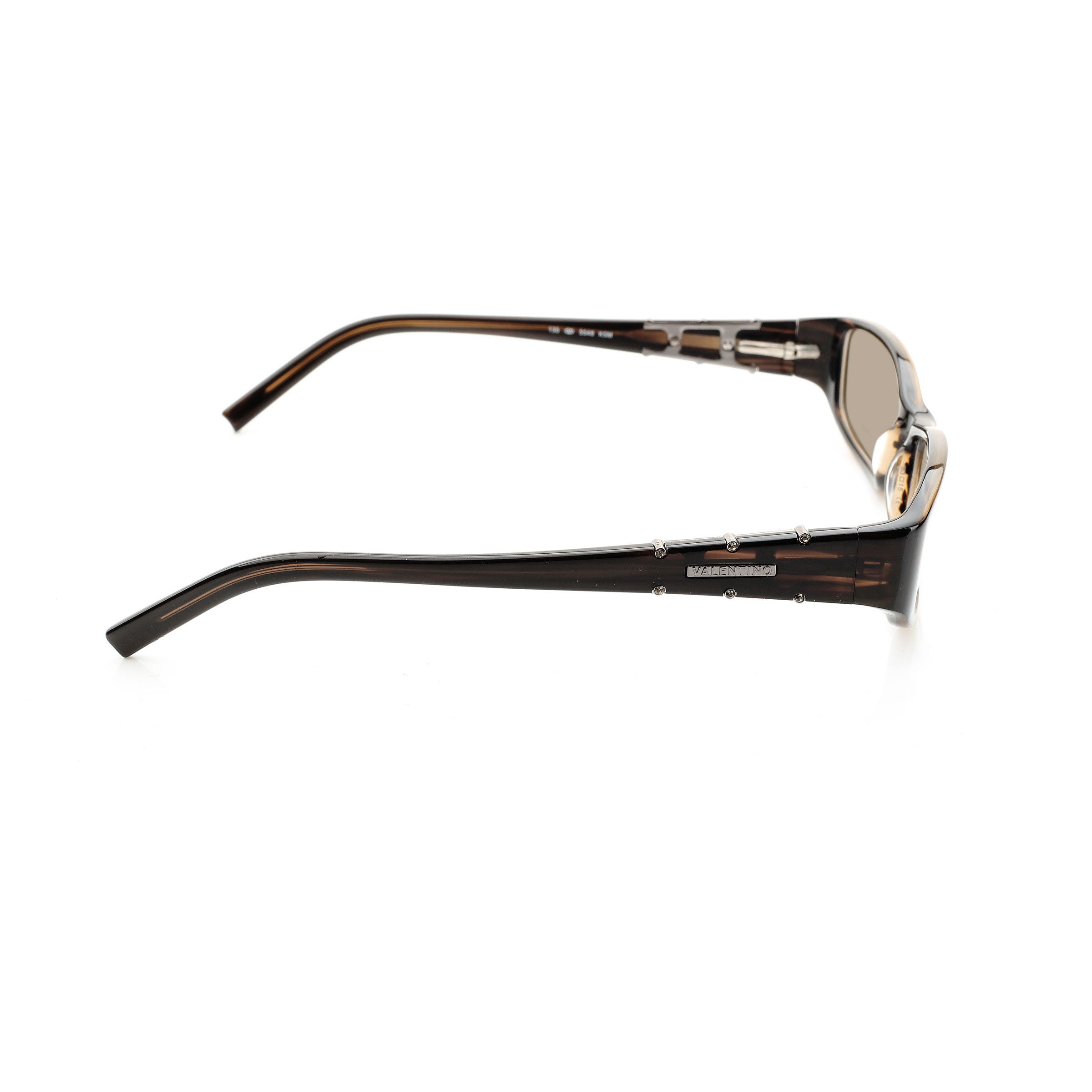 Valentino Valentino '90s Brown Crystals Plastic Sunglasses Size ONE SIZE - 2 Thumbnail
