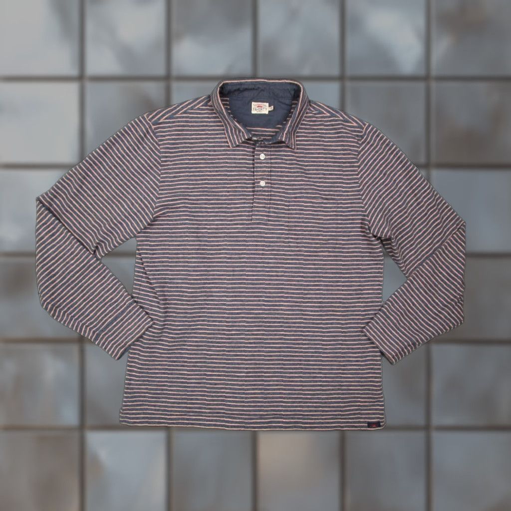 Faherty Faherty Mens Blue Striped Long Sleeve Polo Shirt Large Cotton Blend Golf Size US L / EU 52-54 / 3 - 1 Thumbnail