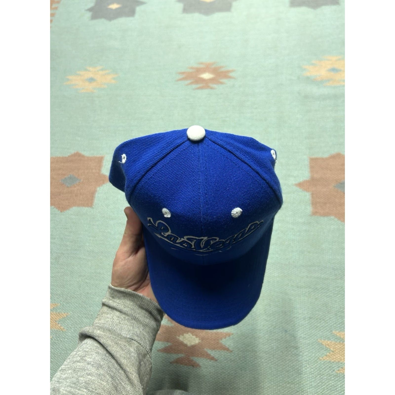 Vintage VINTAGE strapback hat cap Las Vegas Nevada script embroidered blue adjustable Mens Adjustable cap hat Size ONE SIZE - 3 Thumbnail