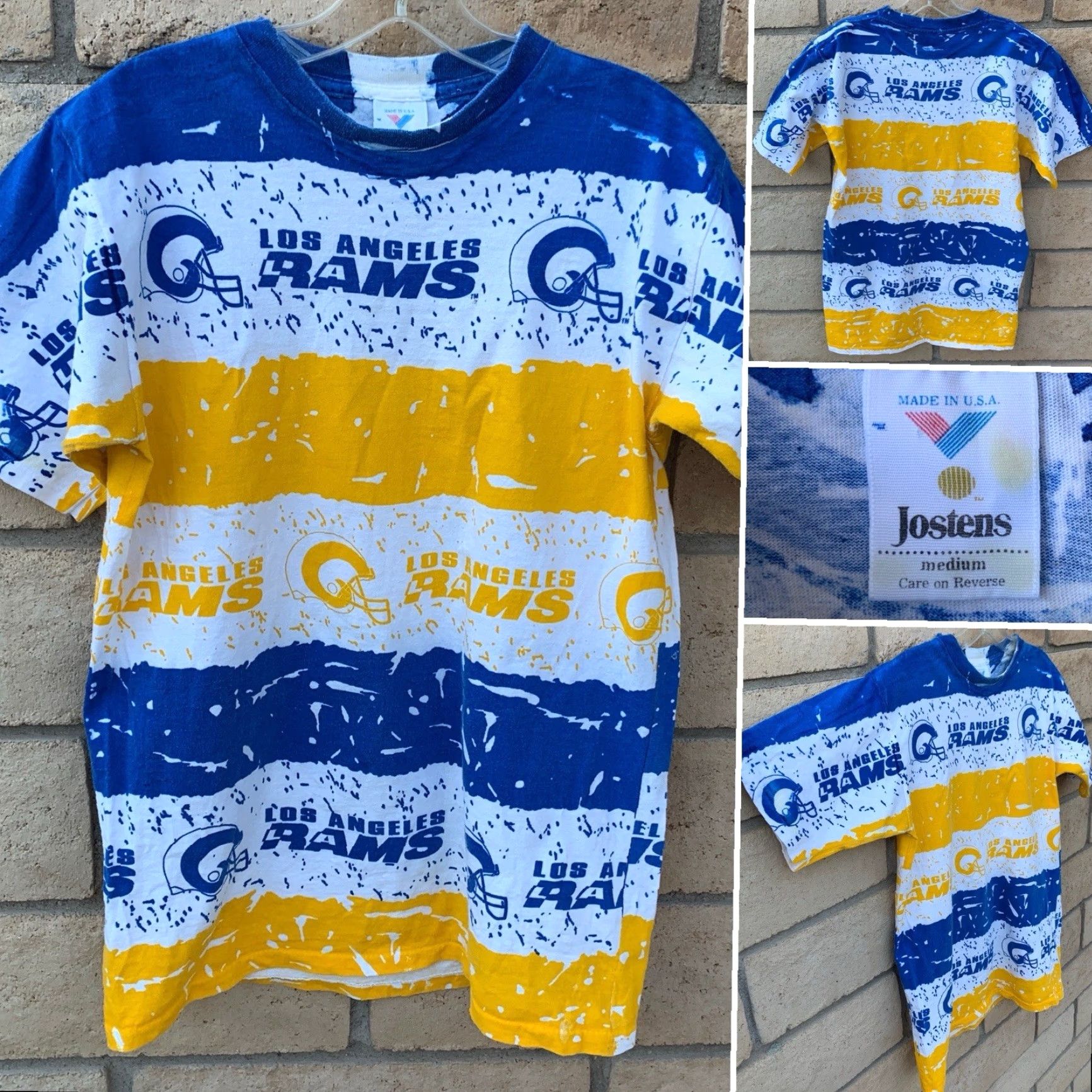 Vintage VINTAGE Los Angeles Rams T Shirt AOP All Over Print Single Stitch Size M Medium Shirt Mens White Graphic Print 90s Sports Rams Size US M / EU 48-50 / 2 - 2 Thumbnail