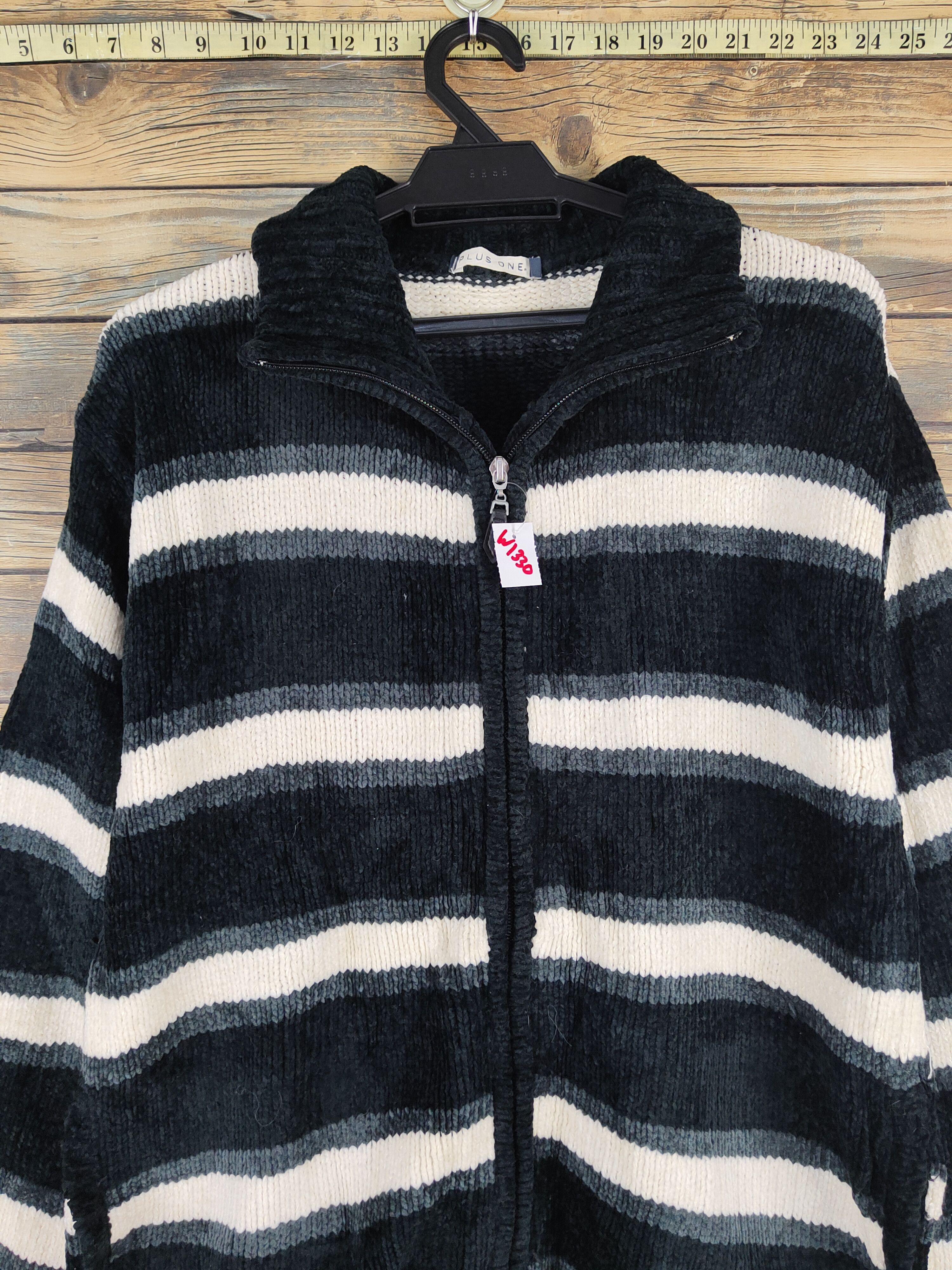 Homespun Knitwear Plus One Black White Stripe Knitwear Sweaters #W1330 Size US L / EU 52-54 / 3 - 2 Thumbnail