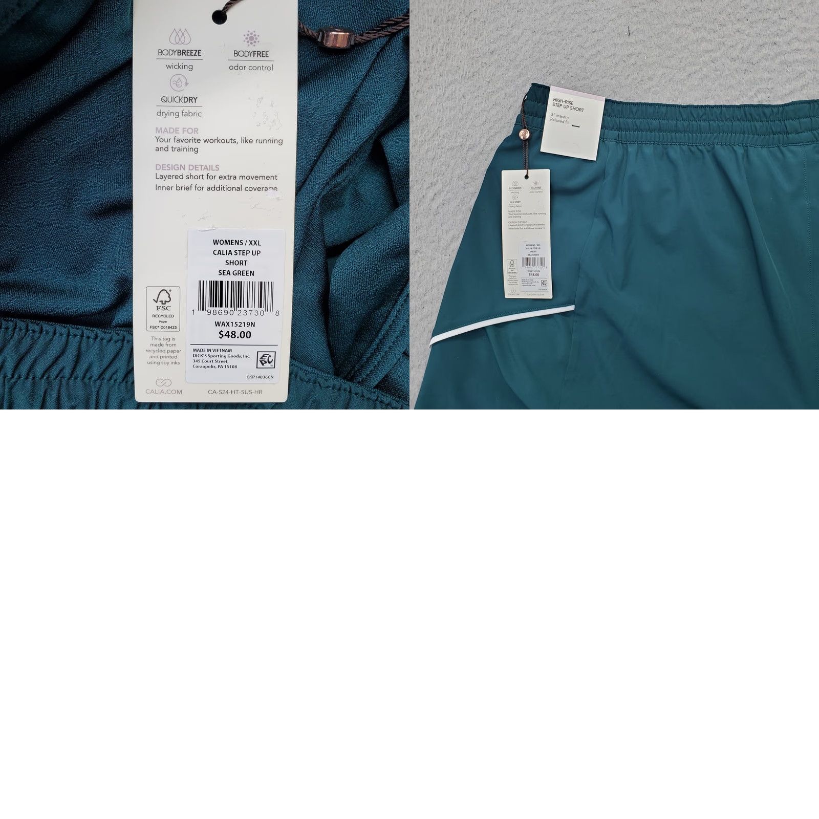 Vintage CALIA Running Shorts Womens XXL Green Athletic Relaxed Fit 3" Inseam Drawstring Womens XXL Green Athletic Relaxed Full Set Size 40" / US 18 - 8 Thumbnail