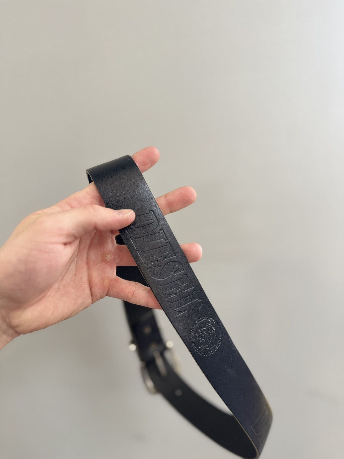 Diesel × Vintage Diesel Spell Out Logo Black Genuine Leather Avant Garde Belt Size ONE SIZE - 4 Thumbnail