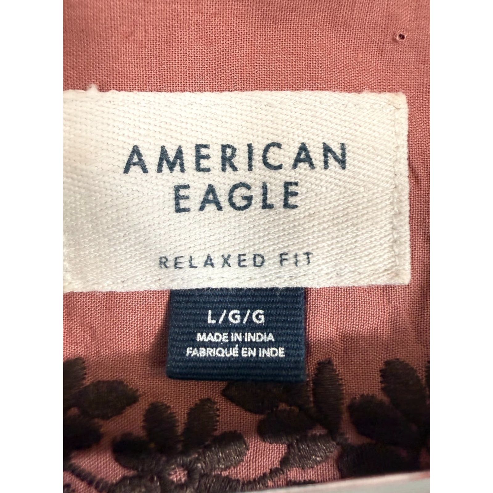 American Eagle Outfitters American Eagle Shirt Mens L Pink Floral Embroidered Button-Up Short Sleeve Relaxed Fit Size US L / EU 52-54 / 3 - 5 Thumbnail