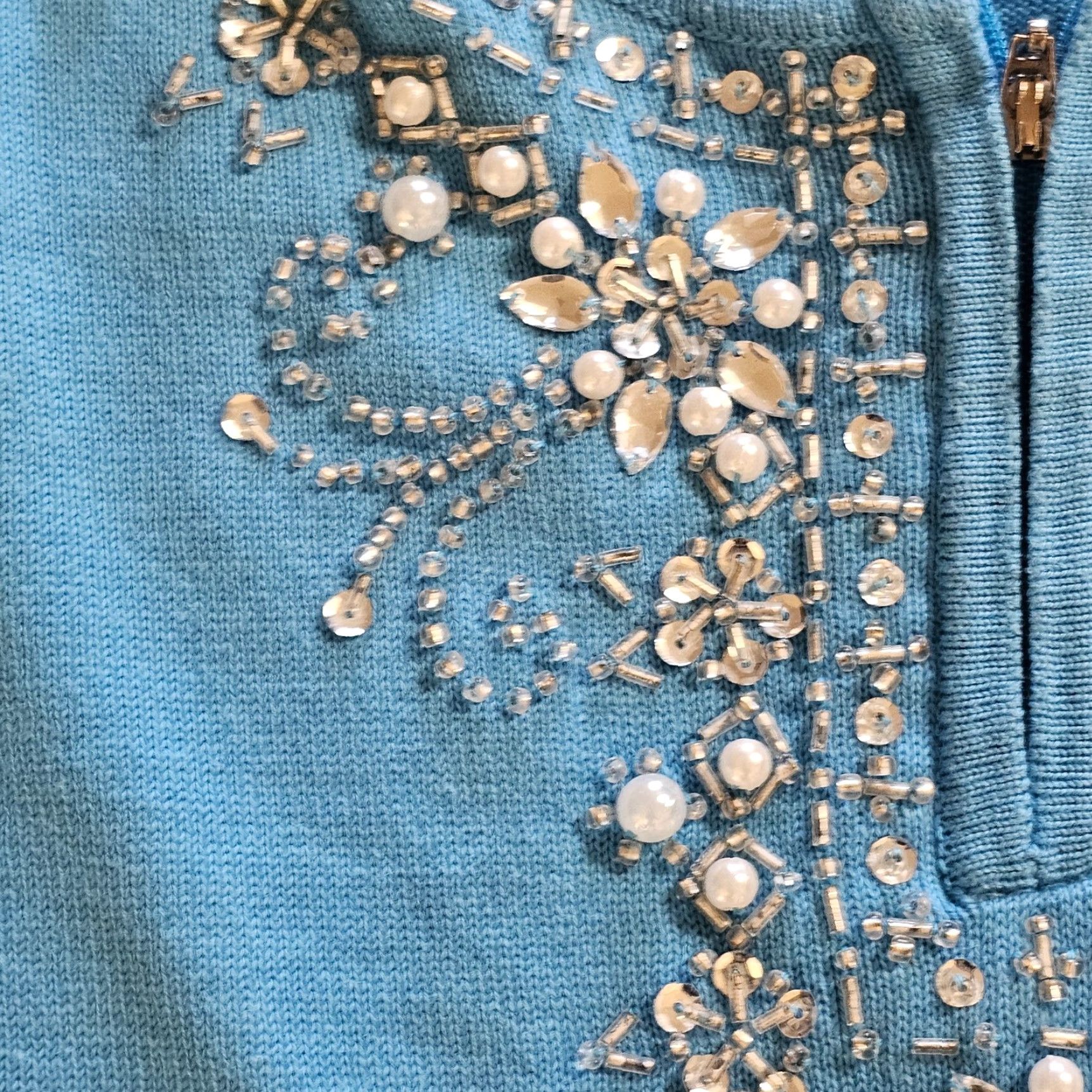 Quacker Factory VINTAGE Quacker Factory Sweater Top Womens XL Blue Rhinestone Sparkle Long Sleeve Casual Size XL / US 12-14 / IT 48-50 - 4 Thumbnail