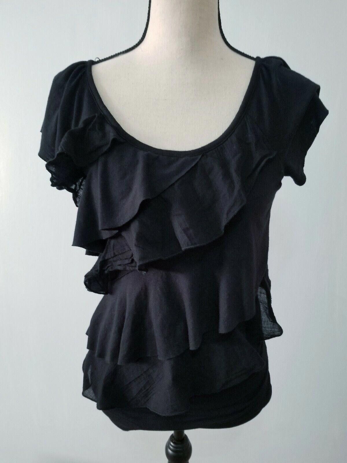 Designer Eyelash couture top Size Small Black Ruffled Stretchy Shirt Size S / US 4 / IT 40 - 1 Thumbnail