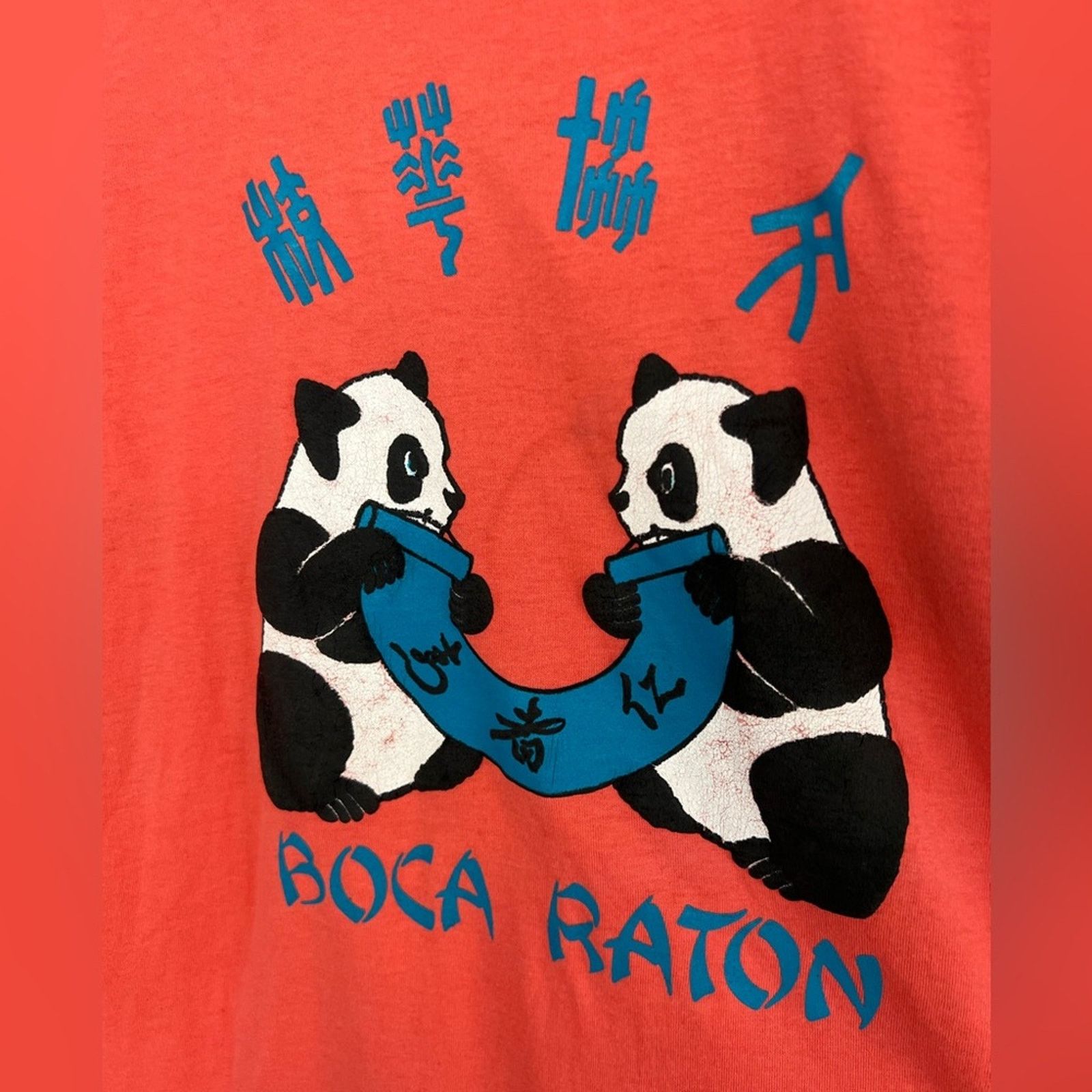 Fruit Of The Loom Vintage Boca Raton Panda Shirt Single Stitch Made USA NATURE Size US XL / EU 56 / 4 - 3 Thumbnail