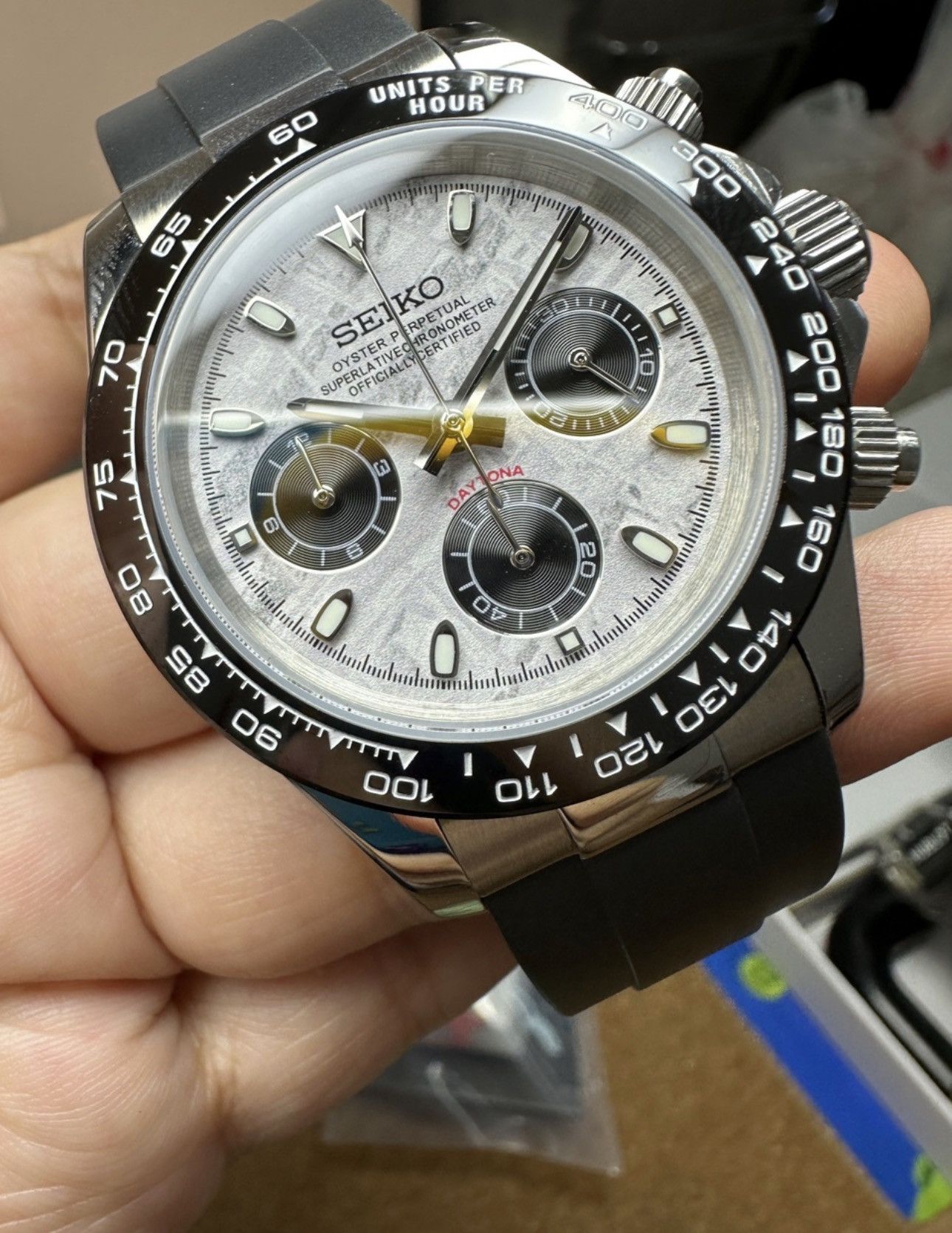 Japanese Brand Seiko Mod Daytona Meteorite Dial Steel Oysterflex 41mm Size ONE SIZE - 1 Thumbnail