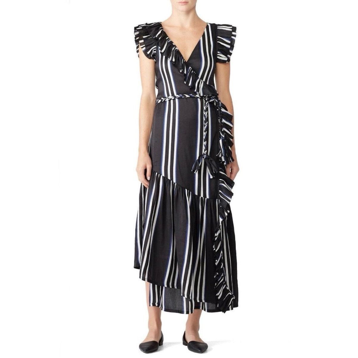 Apiece Apart Apiece Apart Costa Del Sol Wrap Dress Blue White Size 4 UB Size S / US 4 / IT 40 - 2 Thumbnail