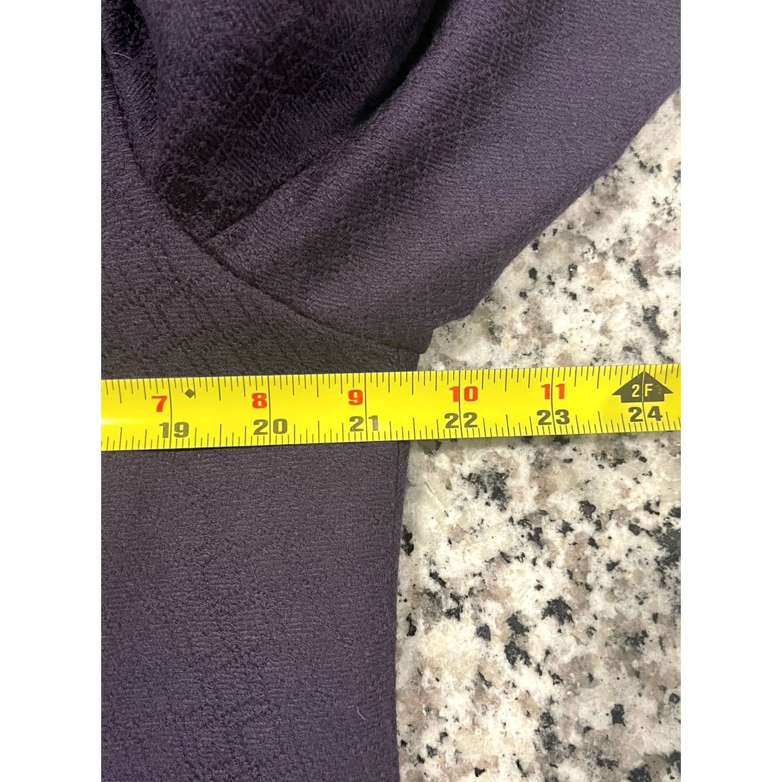 Soft Surroundings Soft Surroundings Wool-Blend Jacquard Top Coat Velvet Collar Purple L Womens Large Coat Size L / US 10 / IT 46 - 3 Thumbnail
