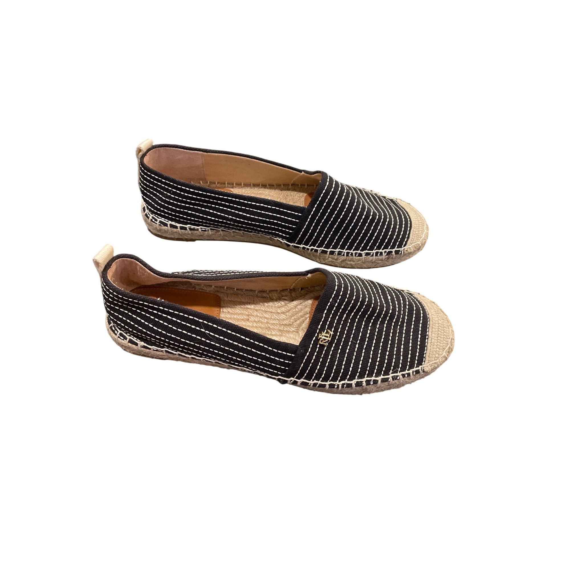 Ralph Lauren Ralph Lauren Lauren wms black striped espadrille slip flats Size US 7.5 / IT 37.5 - 3 Thumbnail