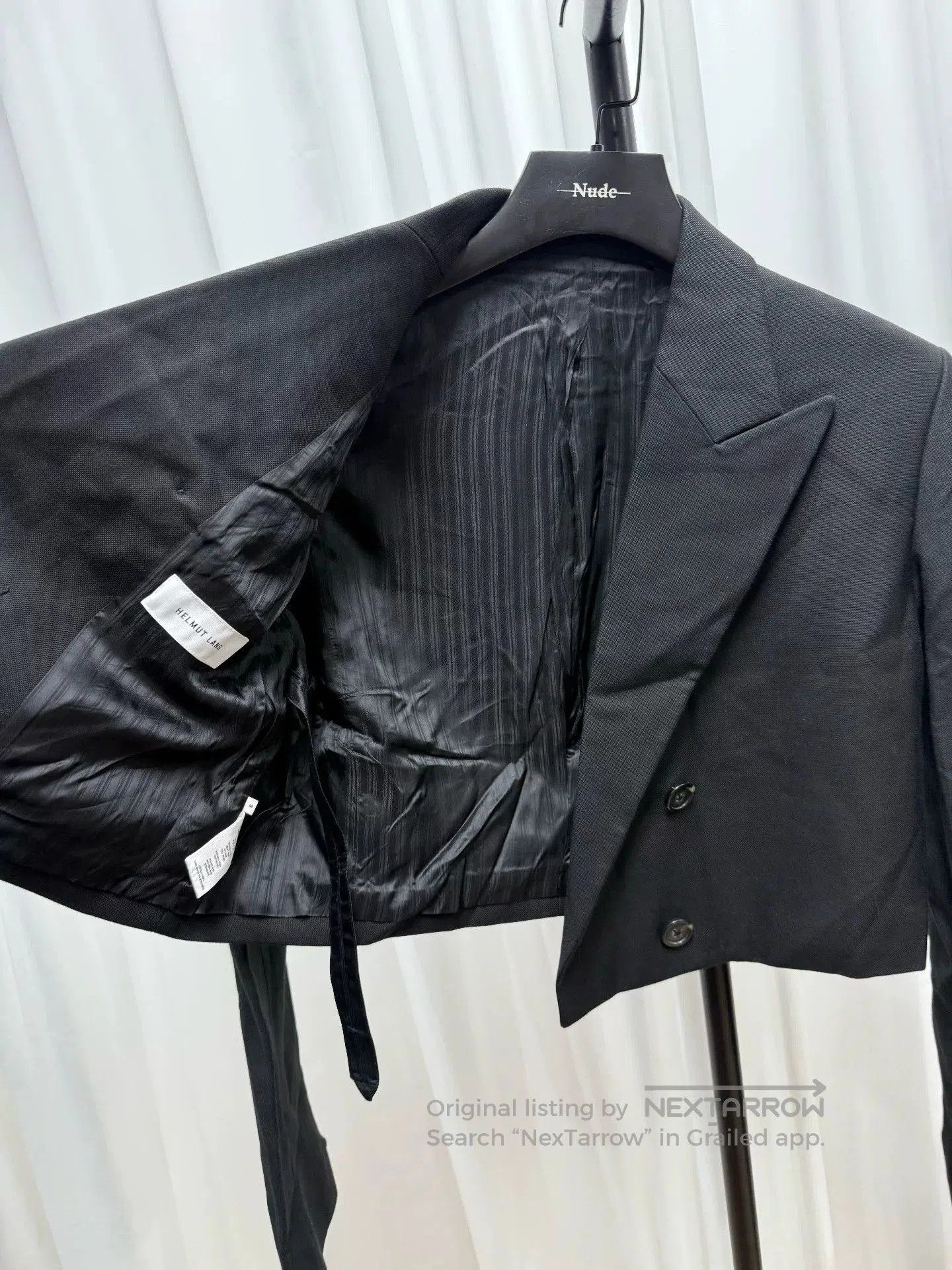 Helmut Lang Short Black Wool Suit Jacket. Size US S / EU 44-46 / 1 - 3 Thumbnail