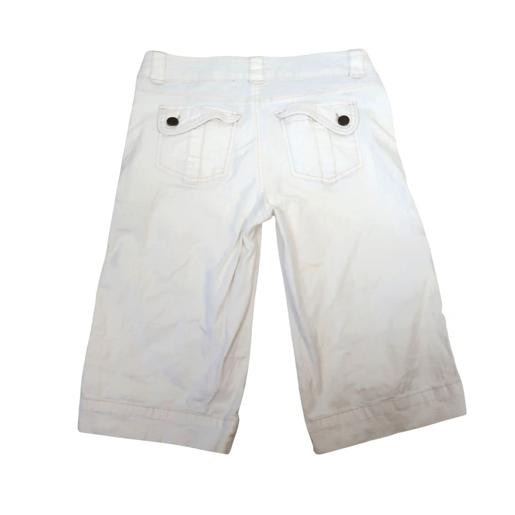 Vintage VINTAGE SO White Cream Low Rise Long Bermuda Shorts 7 Womens Size 28" / US 6 / IT 42 - 3 Thumbnail