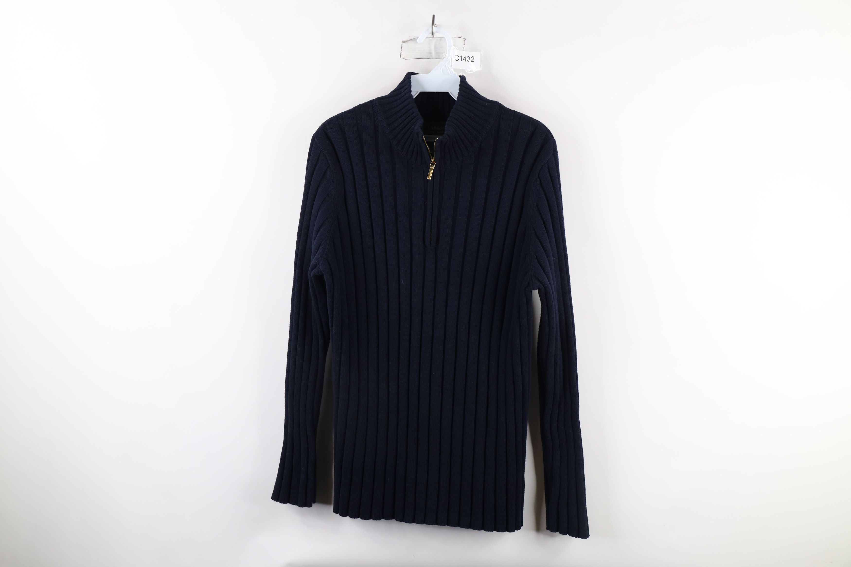 Ralph Lauren × Vintage Vintage 90s Ralph Lauren Chunky Ribbed Knit Half Zip Sweater Size S / US 4 / IT 40 - 1 Thumbnail