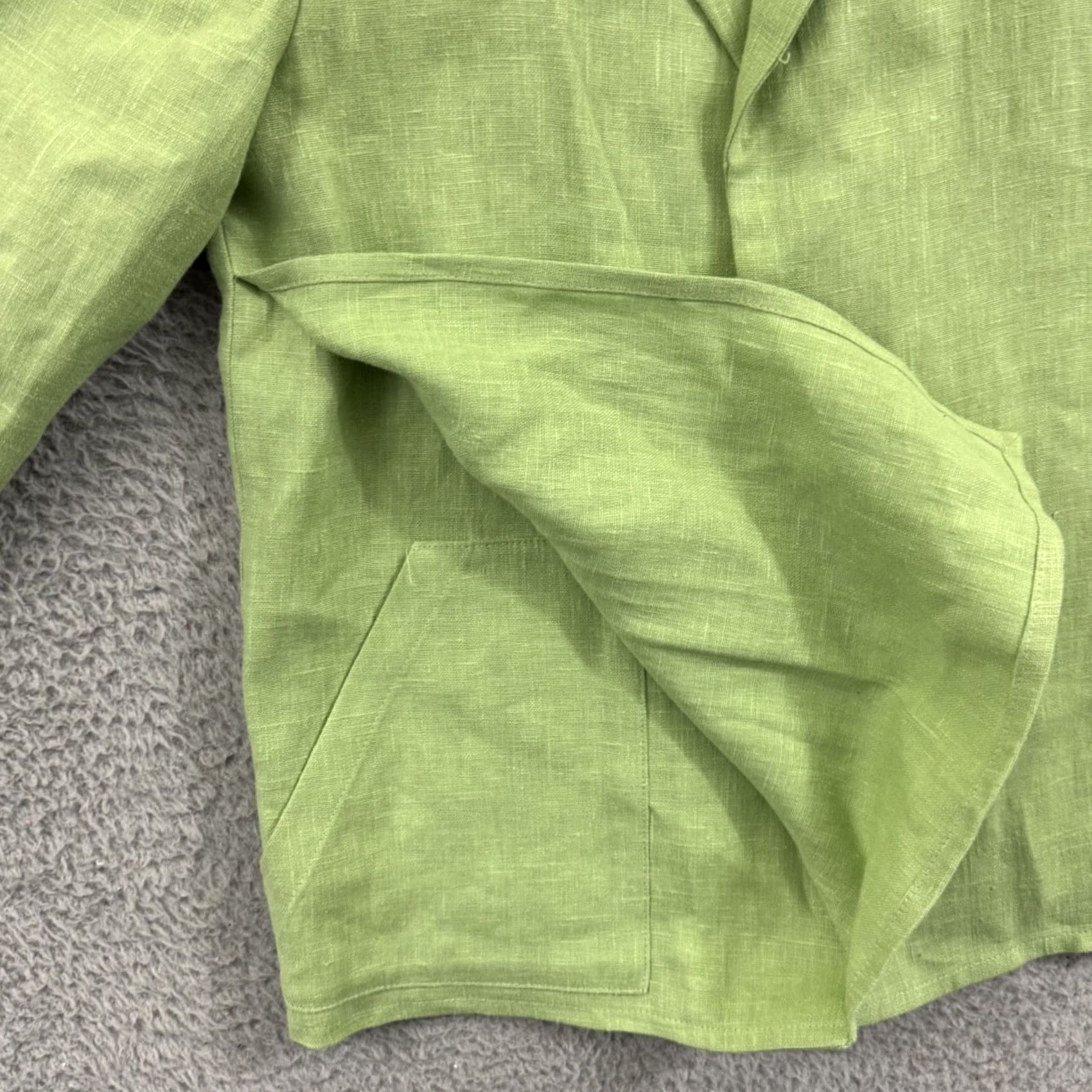 Vintage VINTAGE harvé benard Blazer Womens 6 Green Linen Open Front Jacket Head to Toe Preppy NWT Size M / US 6-8 / IT 42-44 - 5 Thumbnail