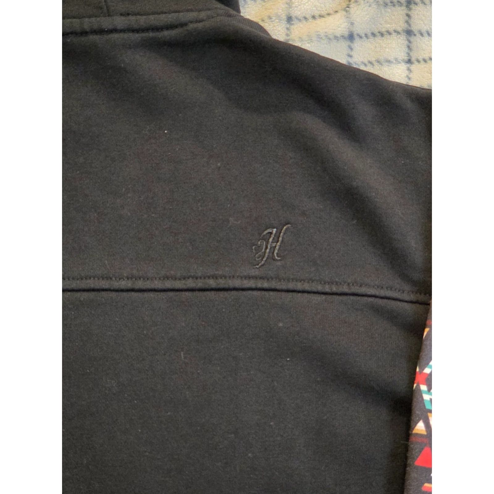 Vintage VINTAGE Hooey Men's Pullover Hoodie Black Aztec Sleeves Hood Lining Western Large Size US L / EU 52-54 / 3 - 6 Thumbnail