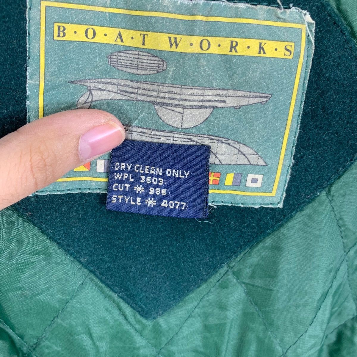 Vintage Vintage BOAT WORKS Green Quilted Duffle Coat Heavy Jacket Size US XL / EU 56 / 4 - 10 Thumbnail