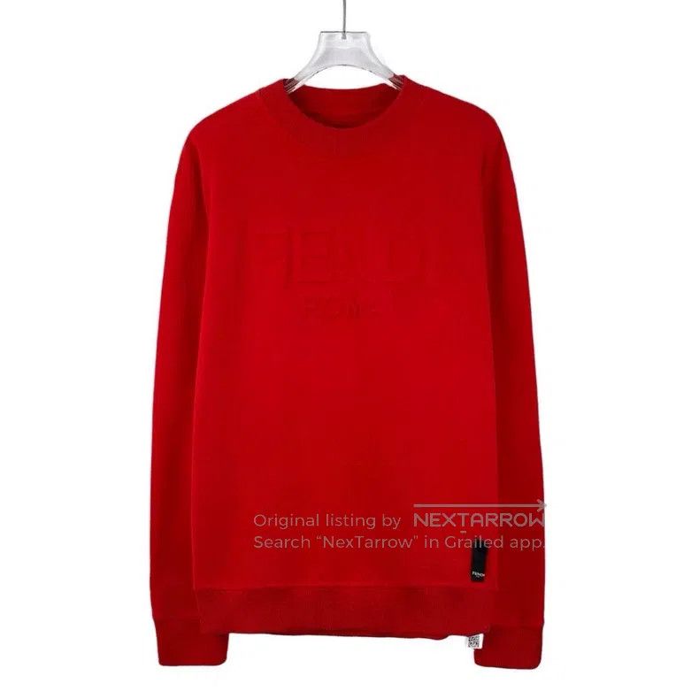 Fendi Fendi Red Logo Embossed Cotton Round Neck Long Sleeve Swea Size US S / EU 44-46 / 1 - 1 Thumbnail