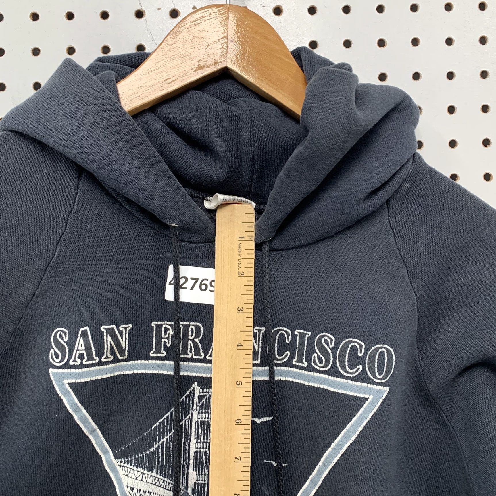 Fruit Of The Loom Vintage SAN FRANCISCO GOLDEN GATE BRIDGE Hoodie L Black USA Sweatshirt Size US L / EU 52-54 / 3 - 5 Thumbnail