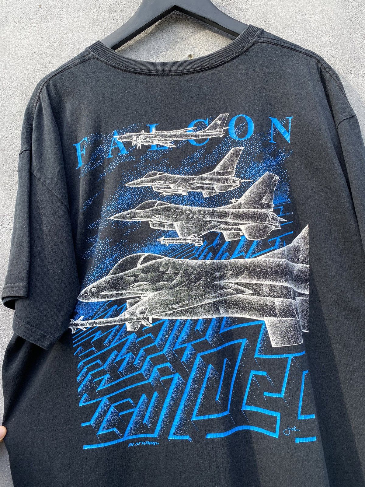 Band Tees Vintage 1990 Blackbird F-16 Jet Plane Military Size US XL / EU 56 / 4 - 6 Thumbnail