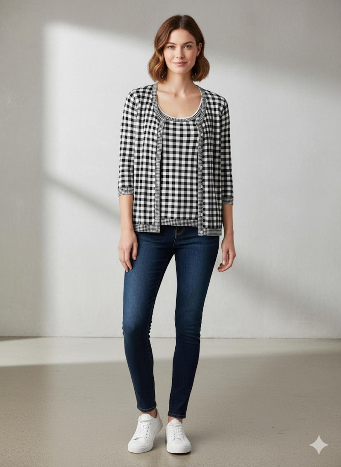 Other Talbots Black White Gingham Cardigan & Tank Coastal Grandma Size M / US 6-8 / IT 42-44 - 1 Thumbnail