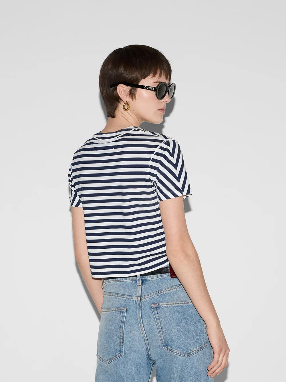 Gucci o1la5ras0526 Printed Striped Cotton Jersey T-Shirt Size XL / US 12-14 / IT 48-50 - 4 Thumbnail