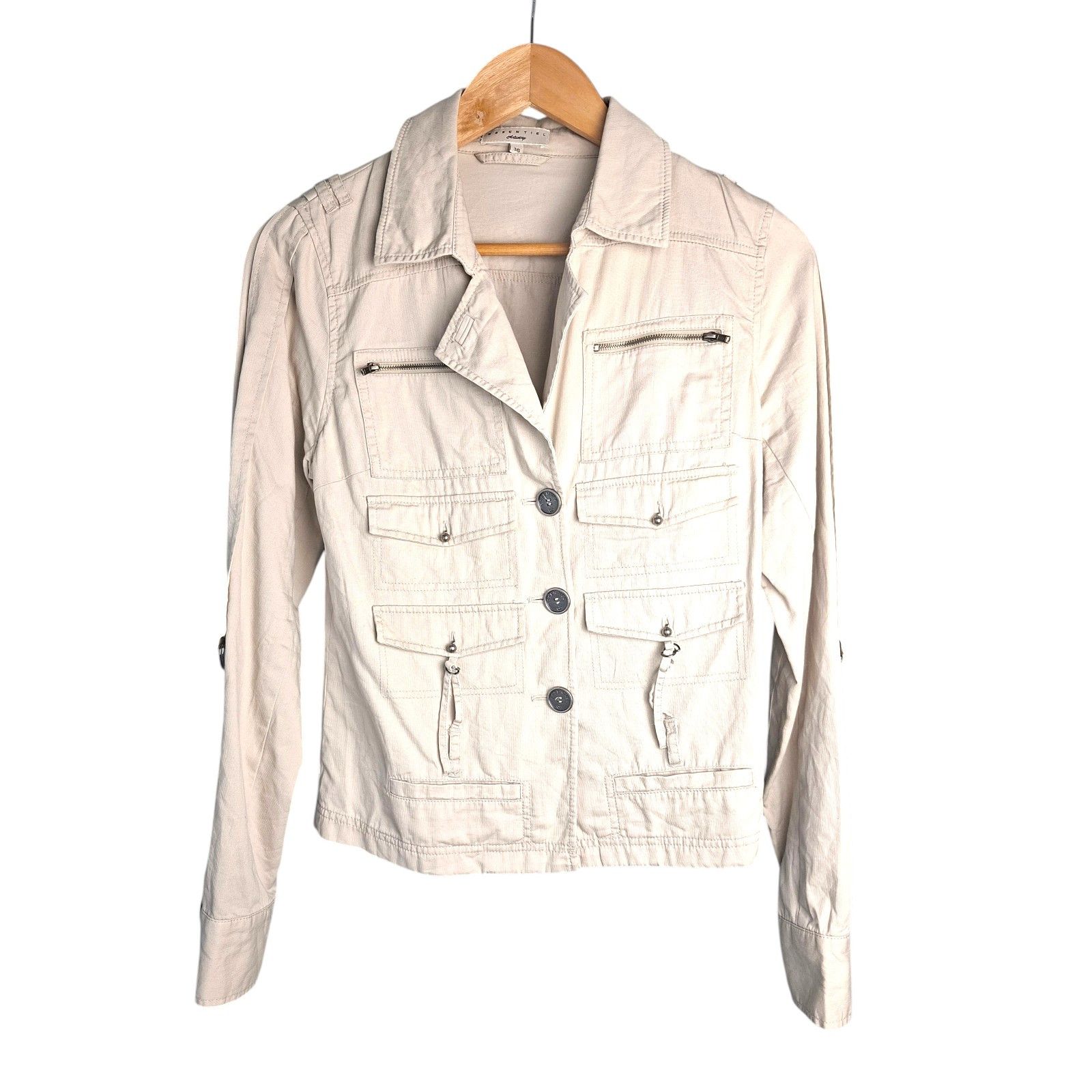 Essentiel Antwerp ESSENTIEL ANTWERP Linen Blend Safari Utility Jacket Beige Size S / US 4 / IT 40 - 1 Thumbnail