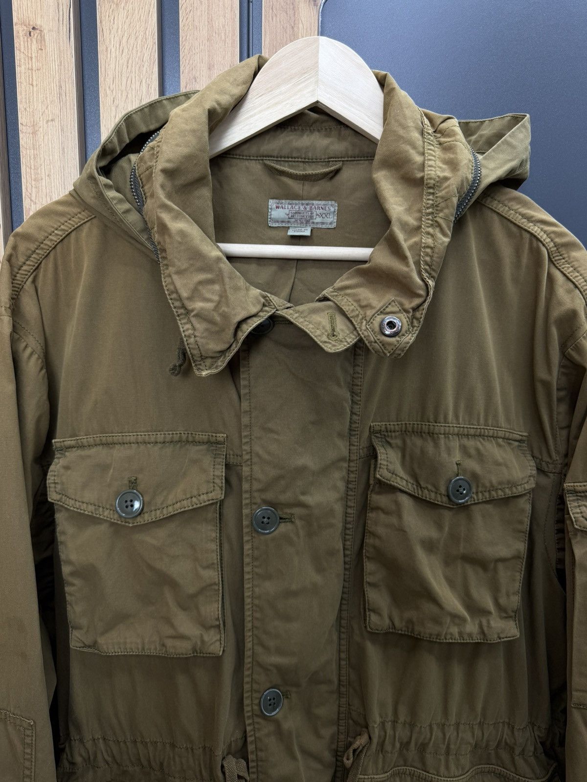 Wallace & Barnes Wallace & Barnes Olive Field Jacket Hooded Military Style Size US XXL / EU 58 / 5 - 2 Thumbnail