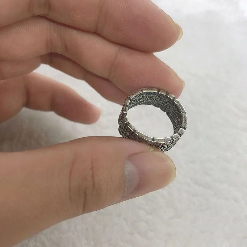Jewelry × Vintage Thai Silver Ancient Style Retro Grass Pattern Ring Size ONE SIZE - 4 Thumbnail