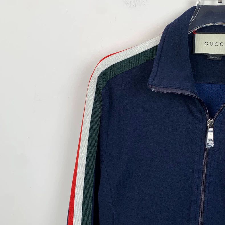 Gucci Gucci Dark blue side stripe cotton zipper jacket 2502-Nexta Size US M / EU 48-50 / 2 - 3 Thumbnail