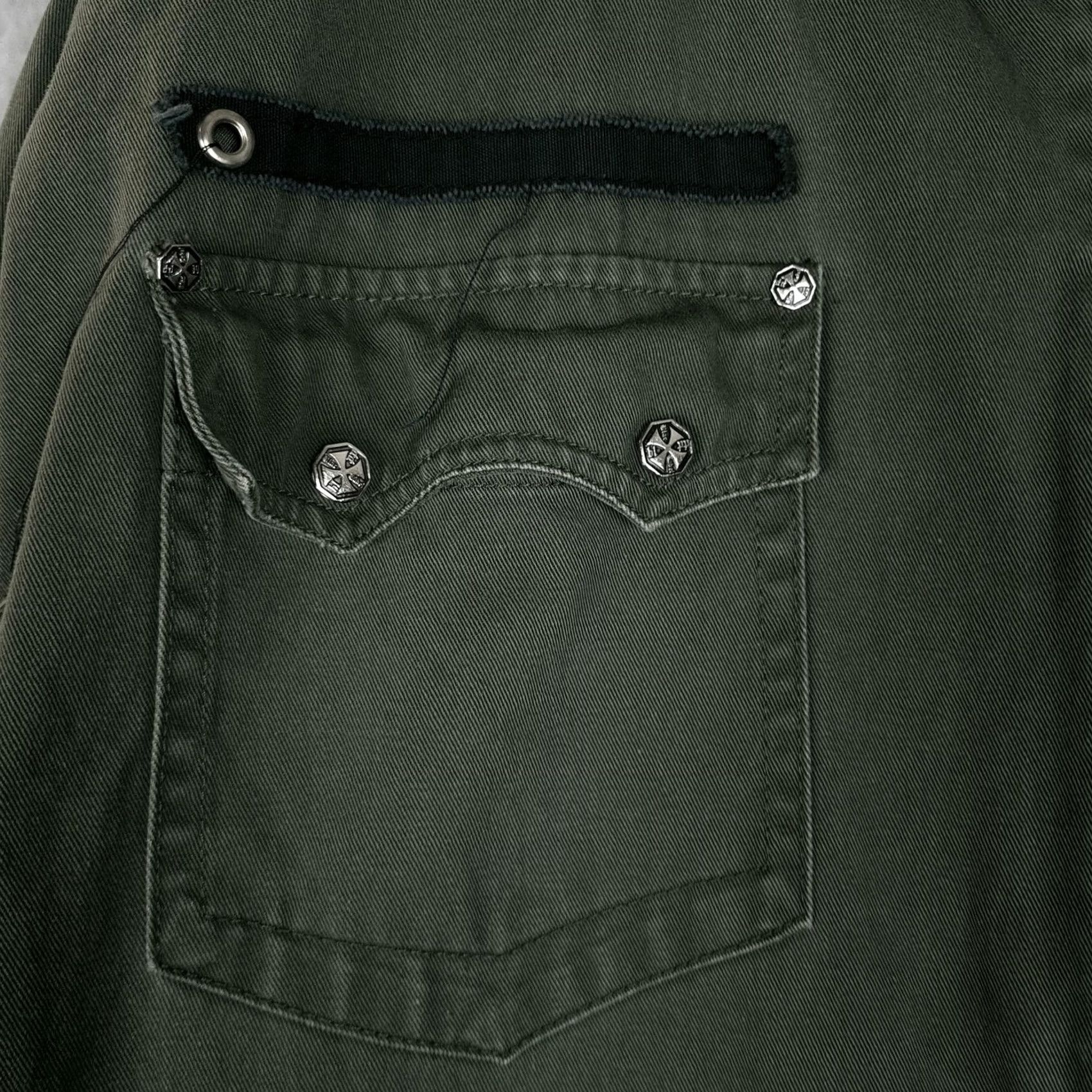Affliction Blac Label Bomber Jacket Mens 3XL Green Gothic Skull Biker Studded Affliction Size US XXL / EU 58 / 5 - 6 Thumbnail