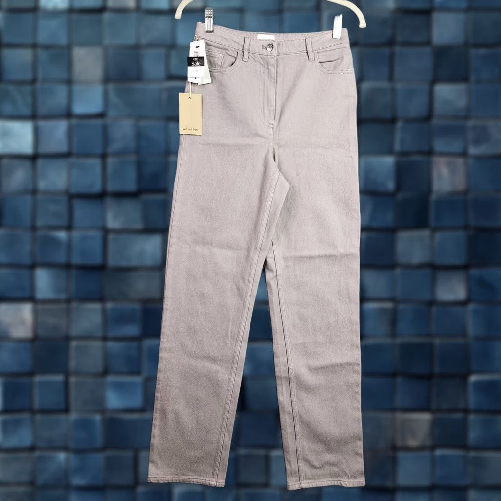 Aritzia Aritzia Wilfred The Melina Gull Grey High Waist Straight Leg Jeans Size 4, Denim, 5-Pocket, Button Zip, Regular Fit, Cotton/Spandex, Womens Size 27" / US 4 / IT 40 - 1 Thumbnail
