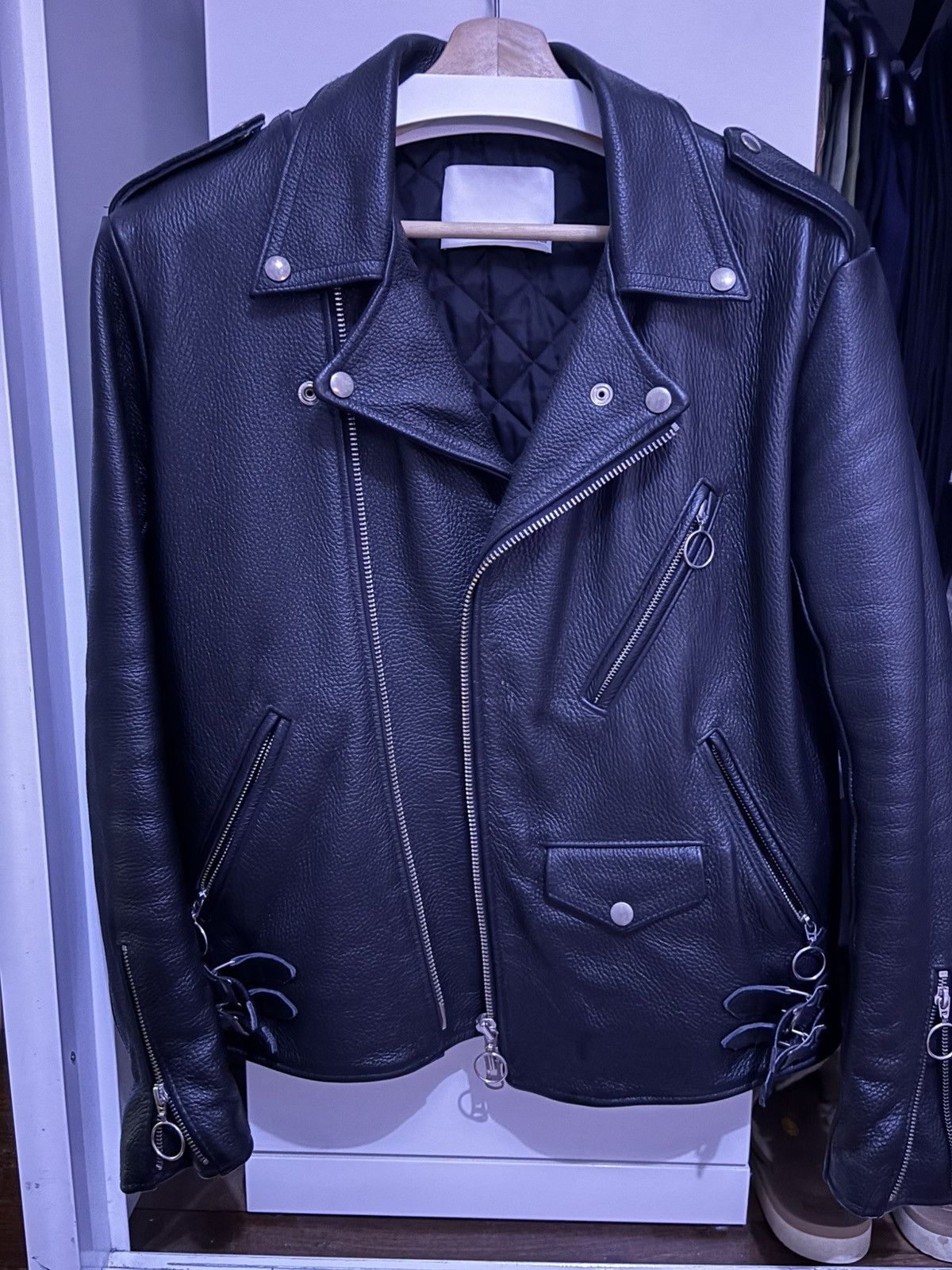 Matthew Miller Matthew Miller Men’s Black Leather Biker Jacket Size US M / EU 48-50 / 2 - 1 Thumbnail