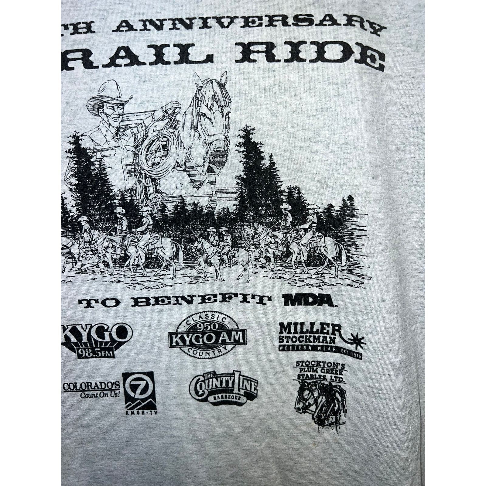 Fruit Of The Loom Vintage Trail Ride Shirt Cowboy Horse Gray Graphic Large 90s Size US L / EU 52-54 / 3 - 3 Thumbnail