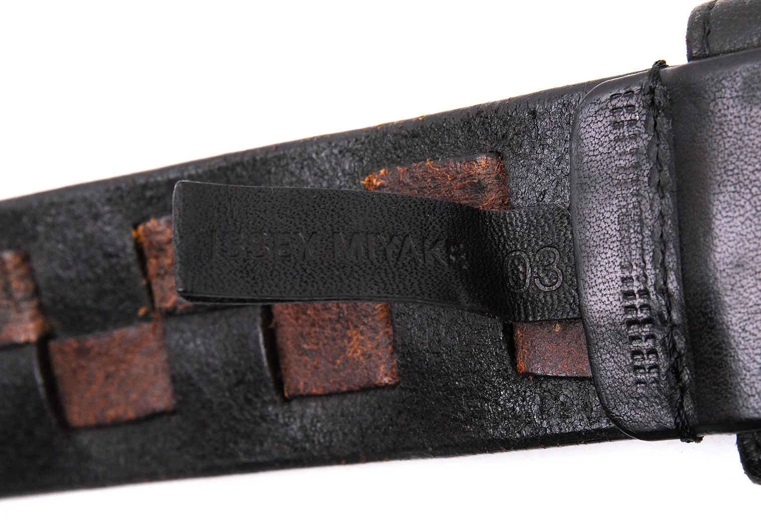 Issey Miyake Leather Woven Square Design Belt in Black and Brown Size ONE SIZE - 10 Thumbnail