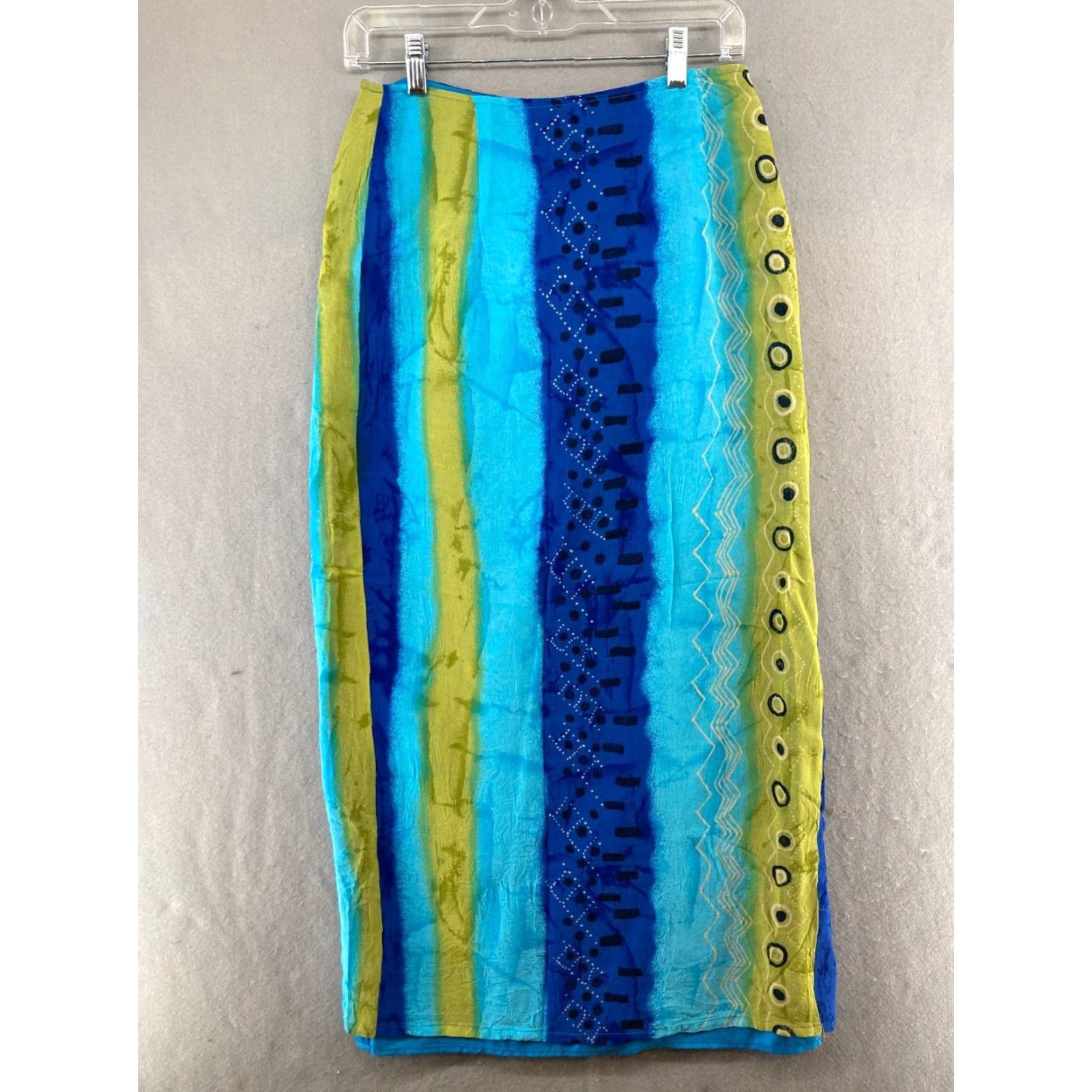 Vintage Vintage Monte Skirt 10 Blue Green Striped 90s CANADA MADE Boho Maxi Womens Size 32" / US 10 / IT 46 - 5 Thumbnail