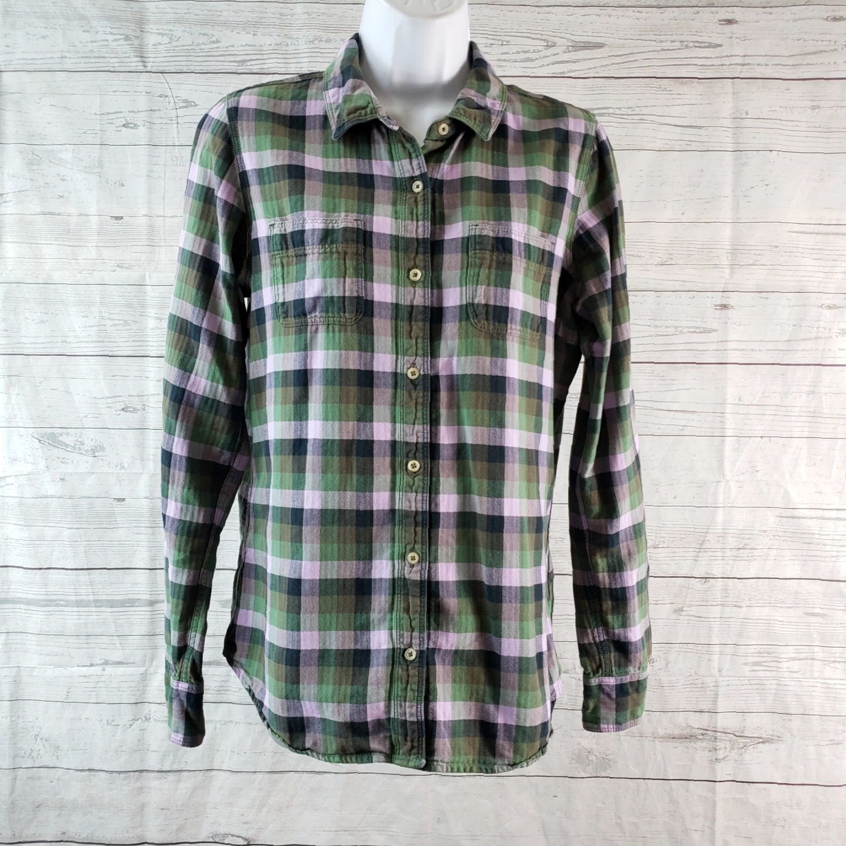 The North Face The North Face Womens Button Front Shirt M Green Purple Checks Long Sleeve Shirt Size M / US 6-8 / IT 42-44 - 2 Thumbnail