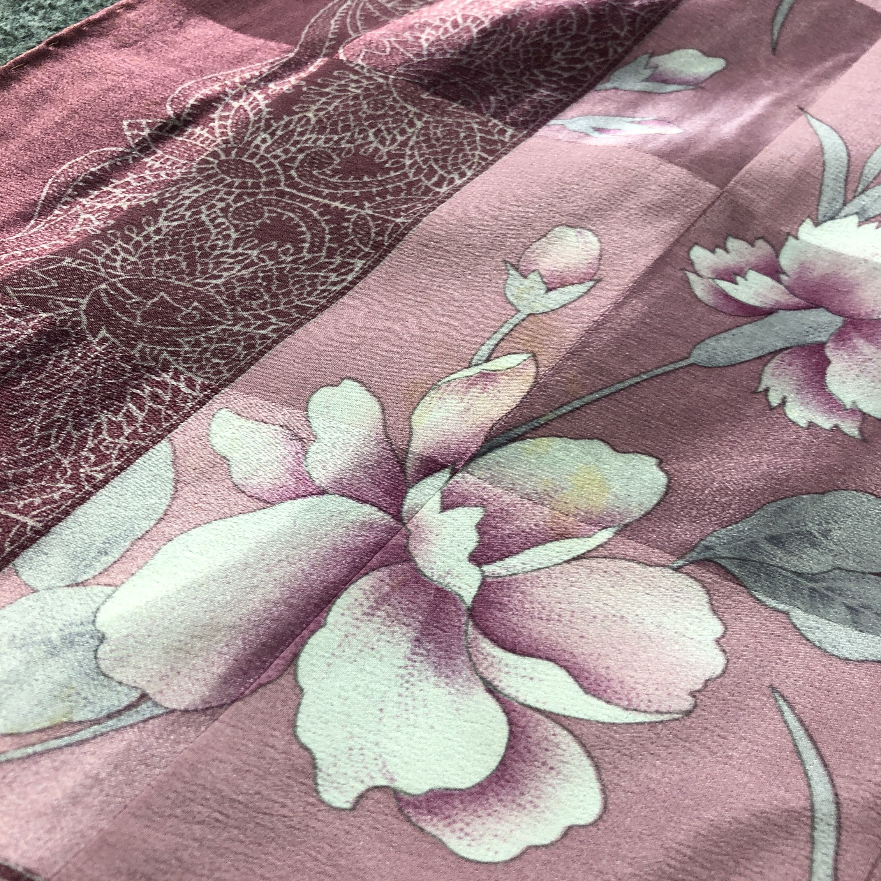 Mila Schon Mila Schon Floral Hand Rolled Silk Scarf M1054 Size ONE SIZE - 9 Thumbnail