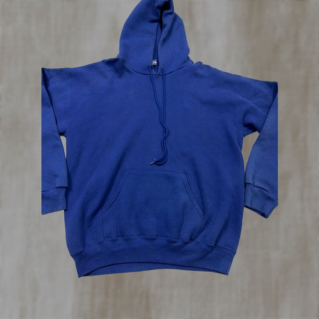 Vintage VINTAGE 90s Olympic Pullover Hoodie Blue Men’s XL Regular Cotton Blend Hoodie Mens XL Blue Size US XL / EU 56 / 4 - 1 Thumbnail