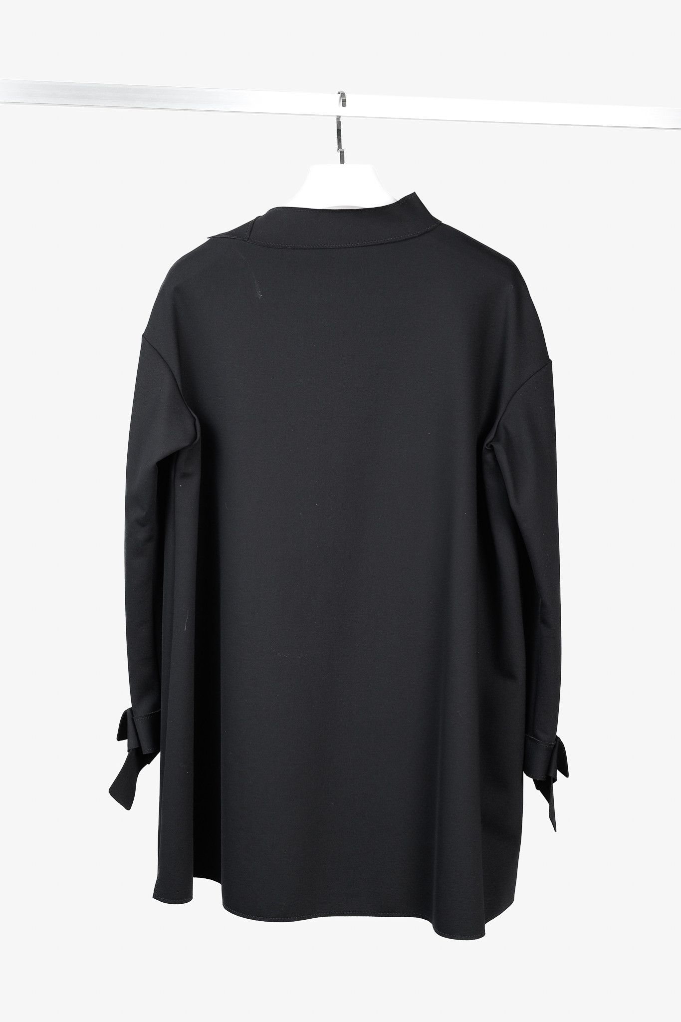 Marie Saint Pierre Marie Saint Pierre Black Banded Collar Polyamide Swing Dress Size XL / US 12-14 / IT 48-50 - 2 Thumbnail