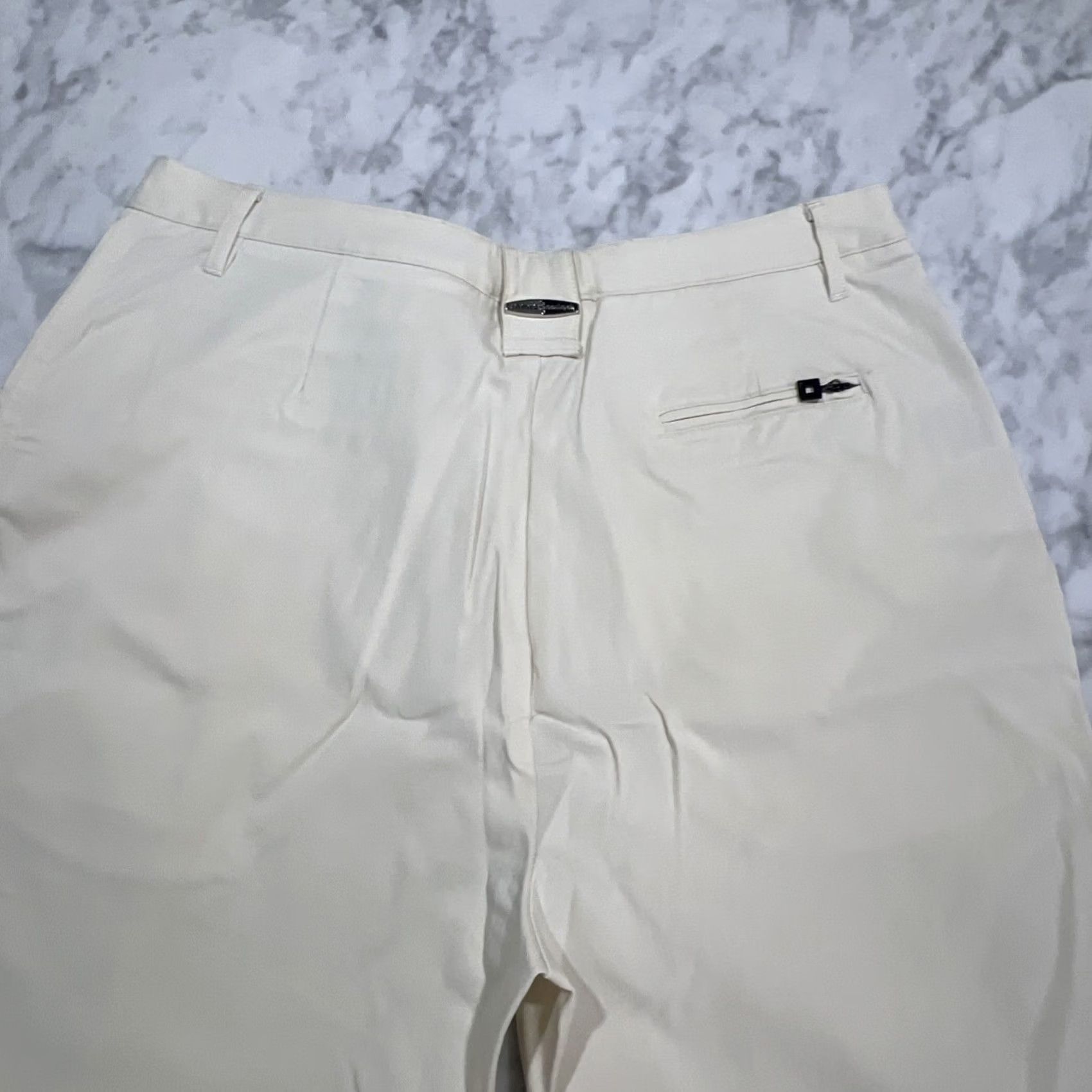 Vintage Jamie Sadock Pant Women 14 Stretch Straight Leg Ivory Golf Pockets Rayon Spandex Size 36" / US 14 / IT 50 - 4 Thumbnail