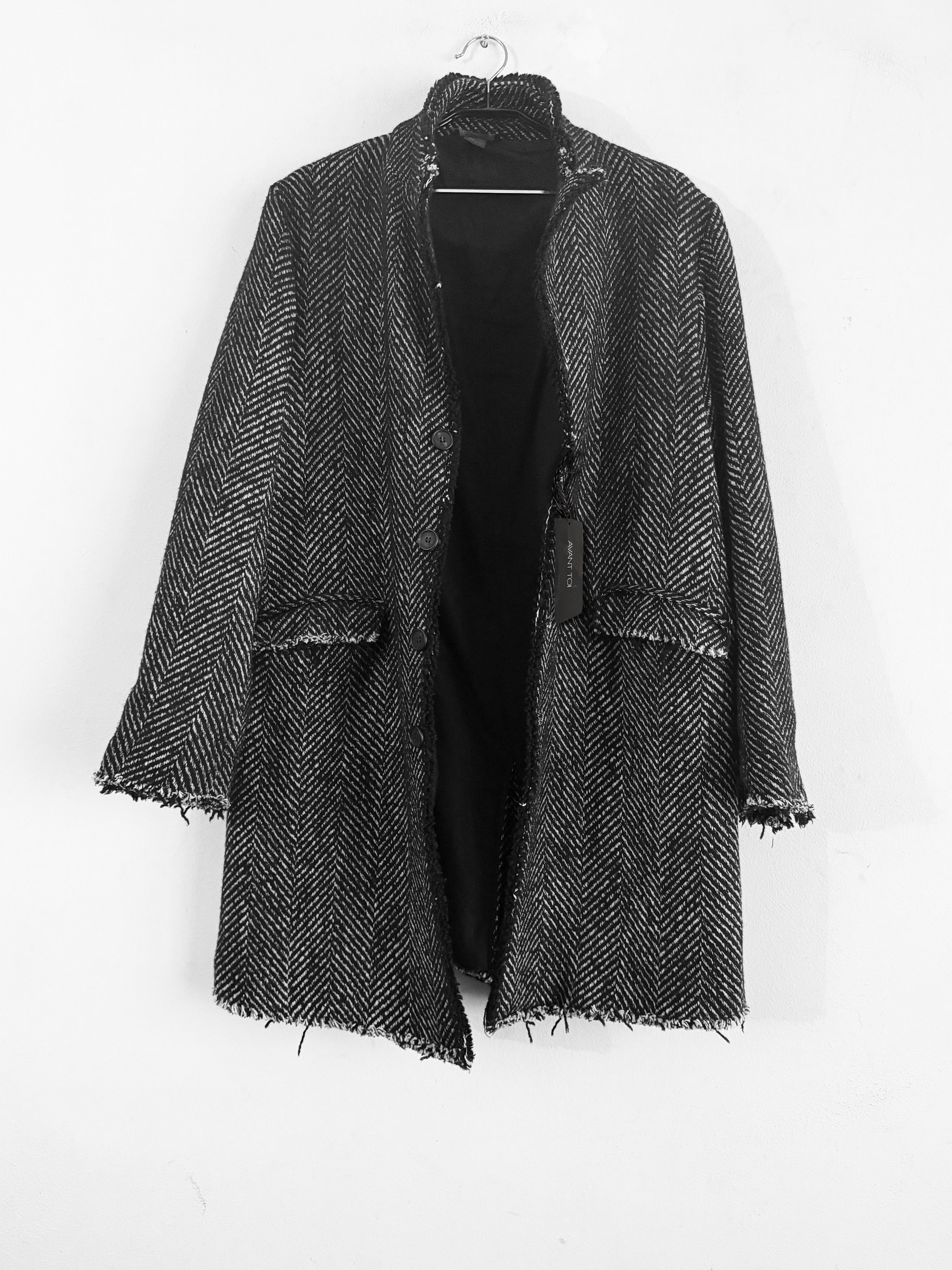 Avant Toi Distressed Herringbone Virgin Wool Coat Size US L / EU 52-54 / 3 - 5 Thumbnail