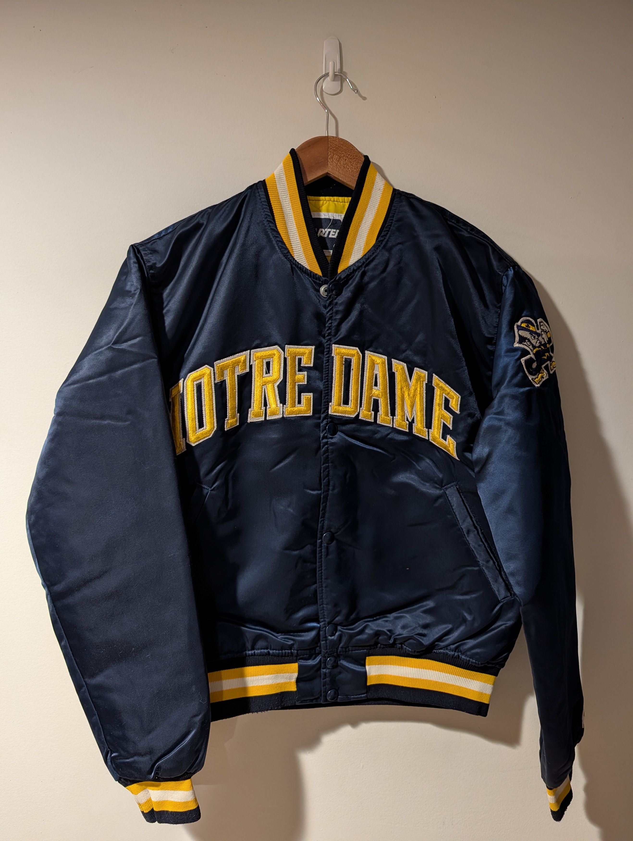 Vintage Starter Notre Dame Satin Jacket Men's Irish Bomber