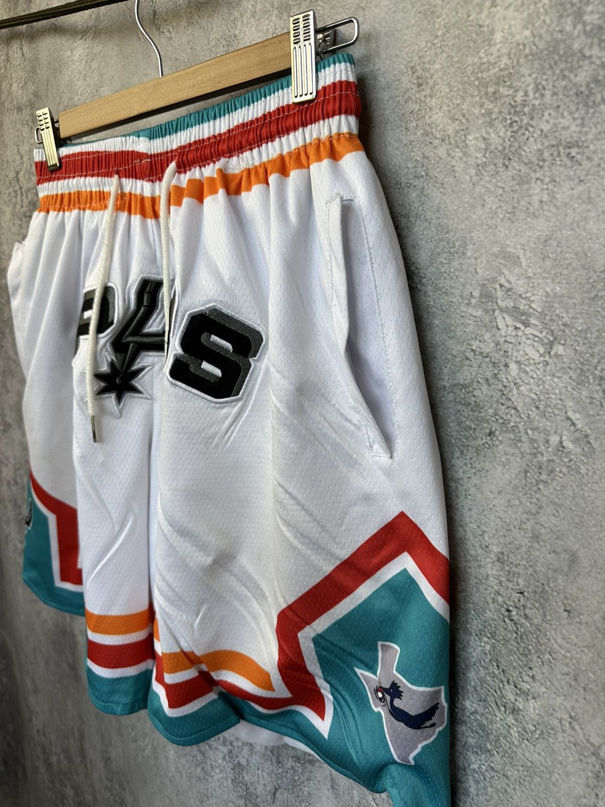 NBA × Vintage Just Don San Antonio Spurs Hardwood Classic Fiesta Shorts Size US 30 / EU 46 - 6 Thumbnail