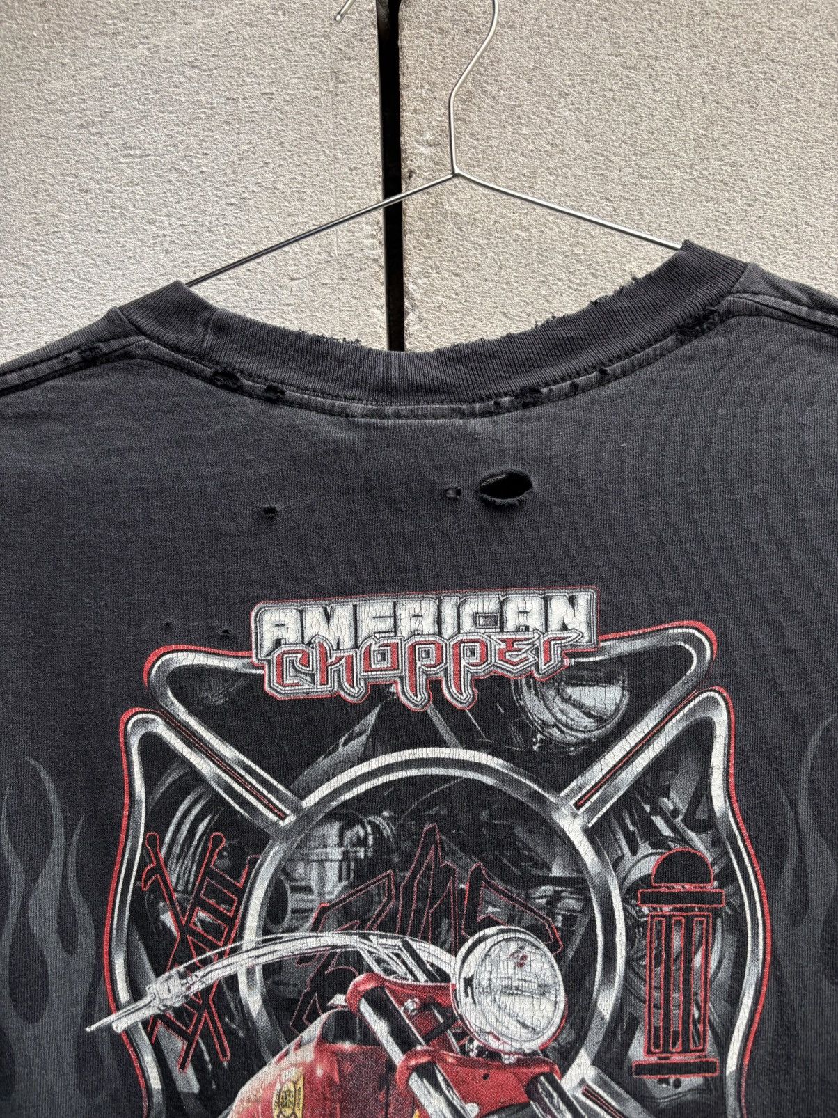 West Coast Choppers Thrashed Faded AMERICAN CHOPPER T Shirt Distressed Grunge Size US XL / EU 56 / 4 - 2 Thumbnail